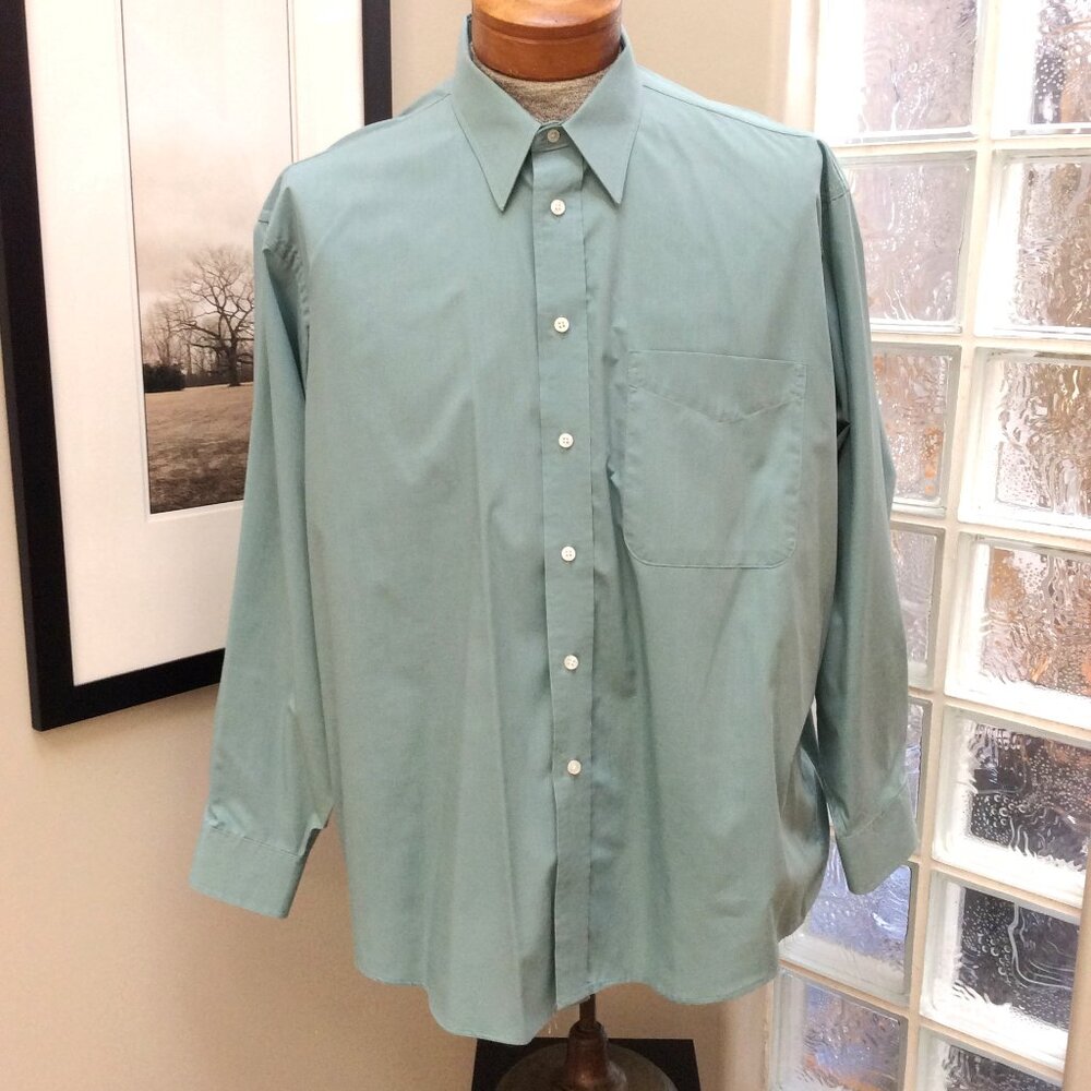 Men's ARROW Dress Shirt Green 17.5 34/35